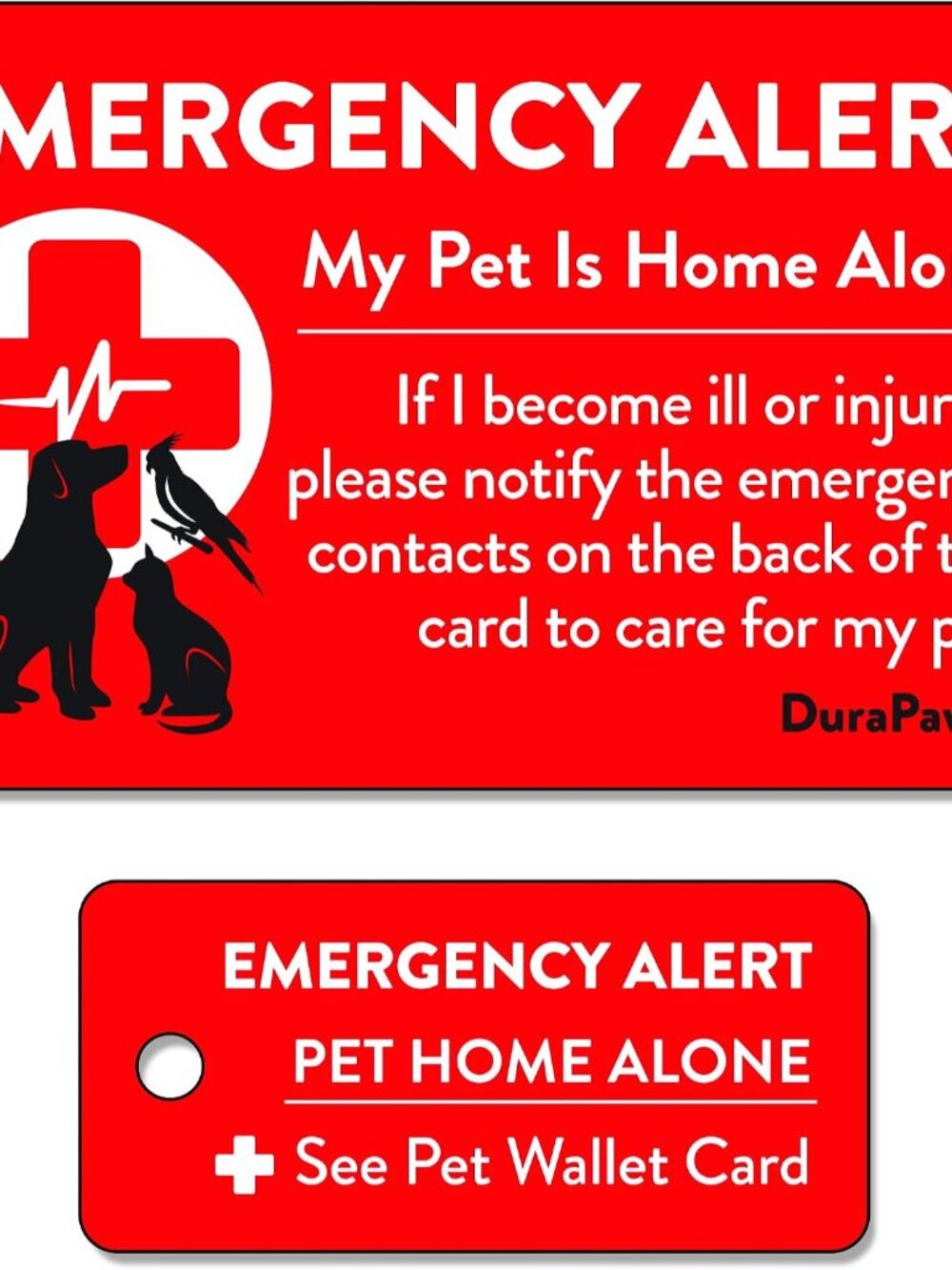 My Pets are Home Alone Emergency Alert Plastic Contact Wallet Card and Key Tag W